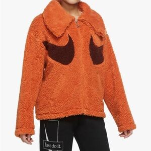 Nike Orange Sherpa Jacket with Swoosh Small